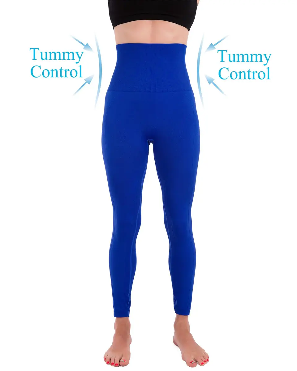 Homma High Waist Compression Leggings for Women Tummy Control Postpartum Seamless Yoga Workout Pants Royal XL | Support postpartum recovery & active wear - view 3