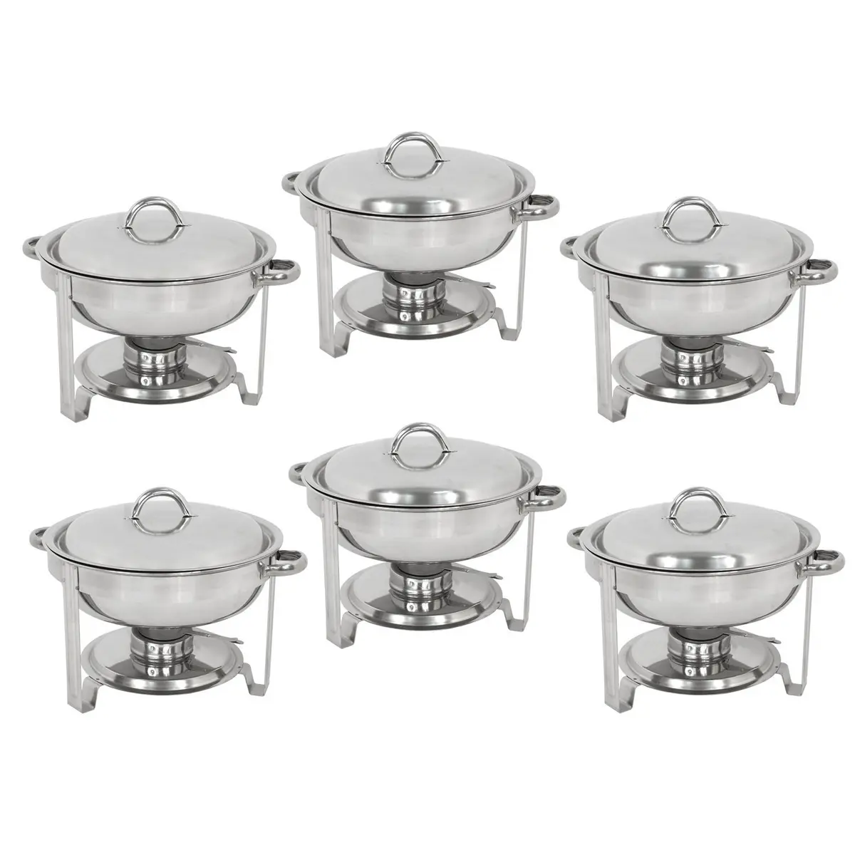SUPER DEAL Pack of 6 Deluxe Full Size Round Stainless Steel Chafing Dishes 5 Qt | Durable Buffet Serving Set - view 5