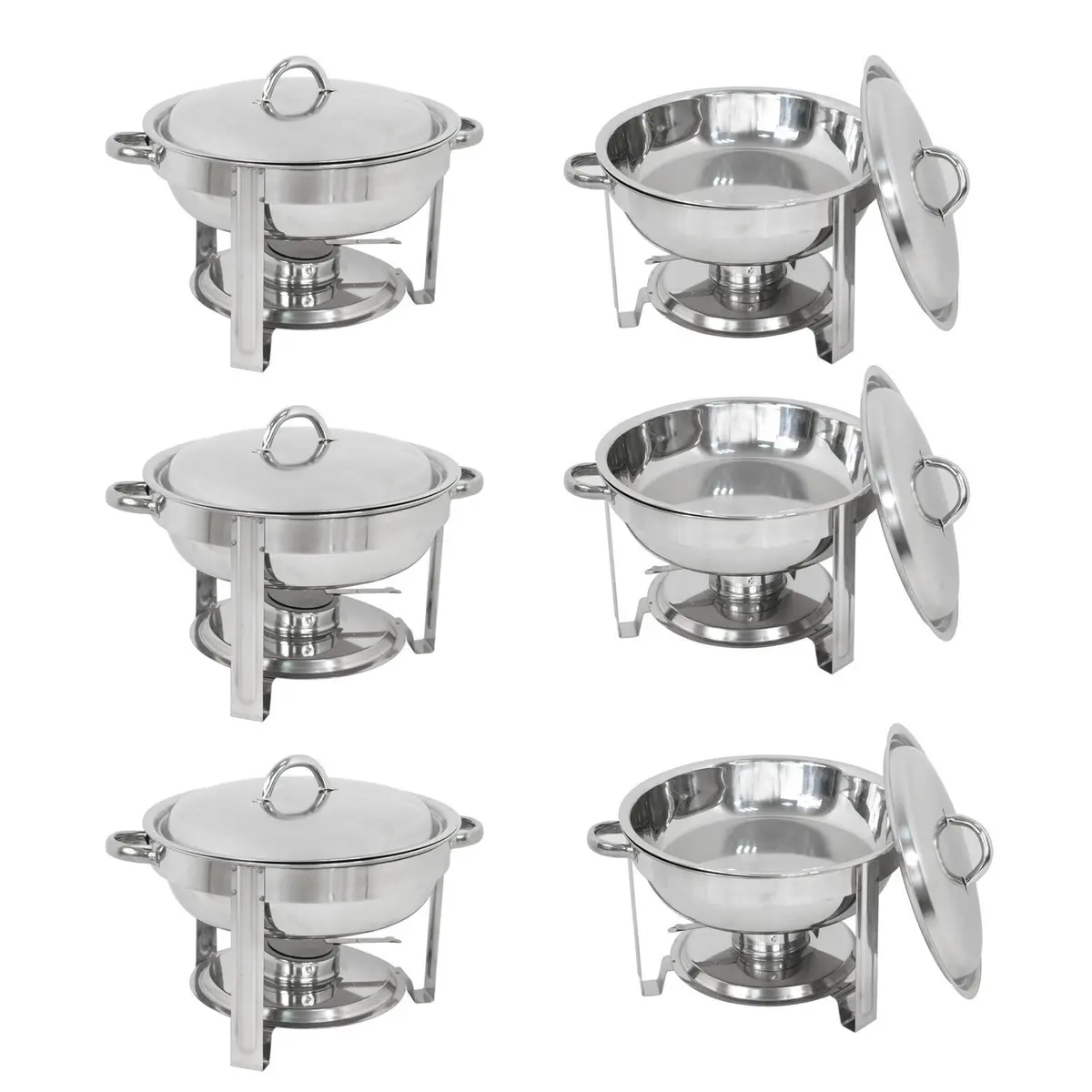SUPER DEAL Pack of 6 Deluxe Full Size Round Stainless Steel Chafing Dishes 5 Qt | Durable Buffet Serving Set - view 6