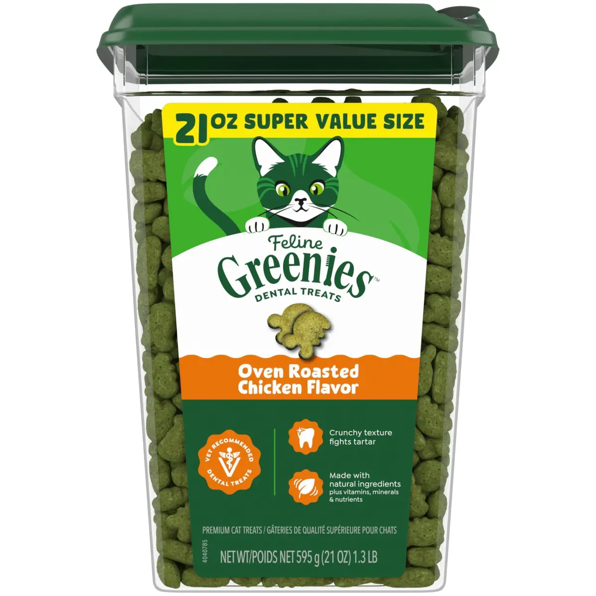 Greenies Feline Dental Cat Treats Roasted Chicken Flavor 21 oz (600g) | Veterinarian Recommended Oral Care - main product image