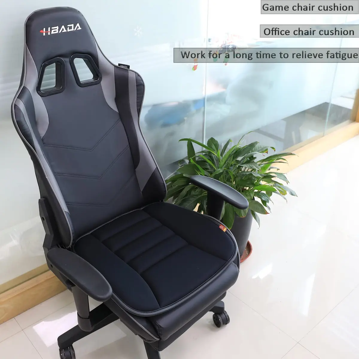 RaoRanDang Black Memory Foam Car Seat Cushion Pad | 54 cm x 46 cm x 3 cm - view 6
