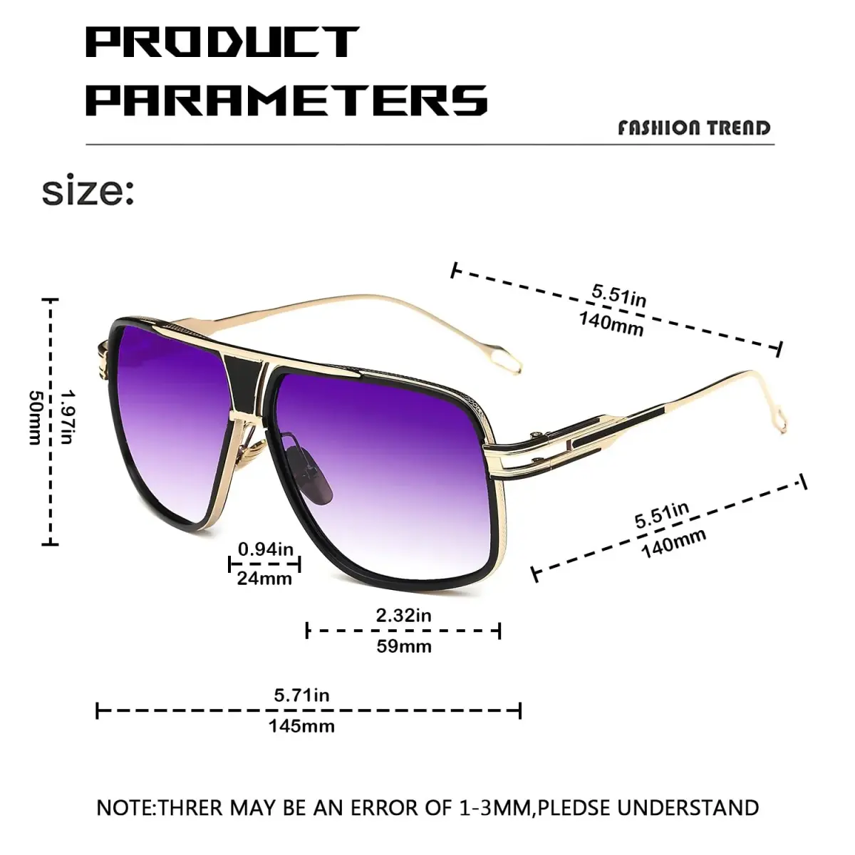 GOBIGER Aviator Sunglasses for Men Retro Fashion Gold Oversized 70s Shades | UV400 Protection - view 4