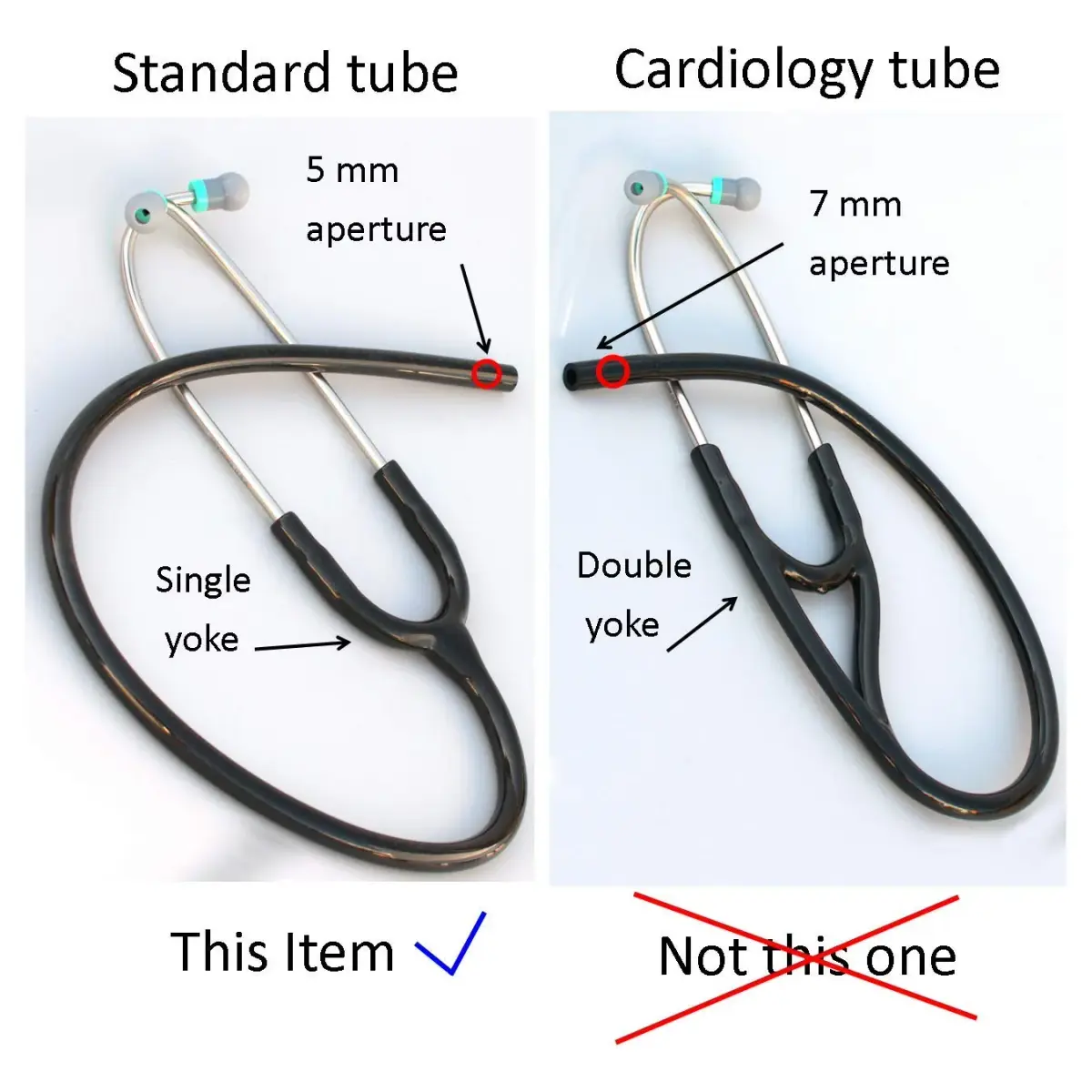 CardioTubes Black Stethoscope Tubing Replacement Kit | 5mm Binaurals, Latex-Free, Fits Classic II SE - view 3
