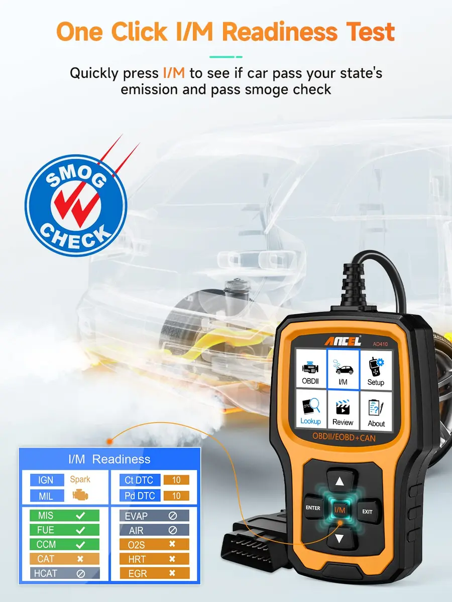 ANCEL AD410 Vehicle Scan Tool | Supports All 1996+ OBD2 Cars, Fault Code Reader, Live Data, Easy for Beginners - view 4
