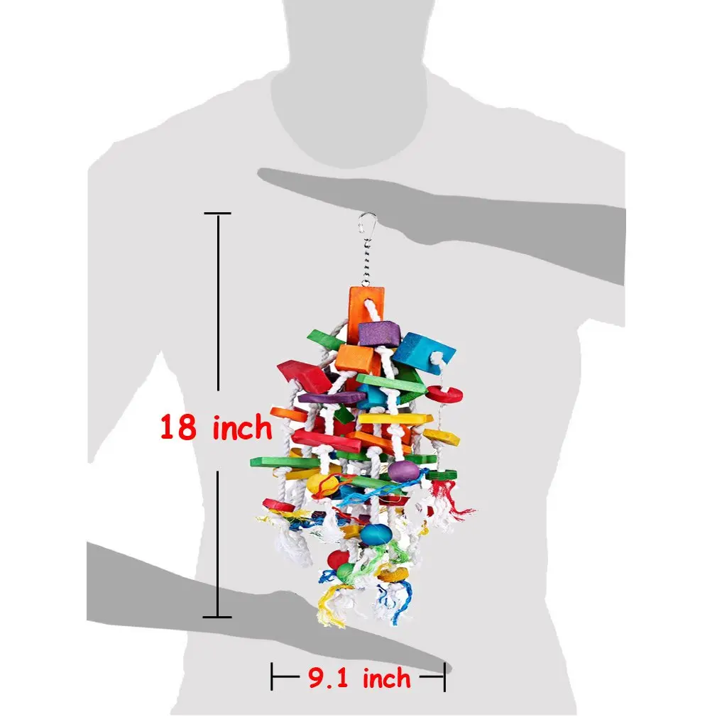 KINTOR Large Parrot Chew Toy, Bird Cage Toy for Macaw, African Grey, Cockatoos | Durable & Colorful Beak Grinder - view 2