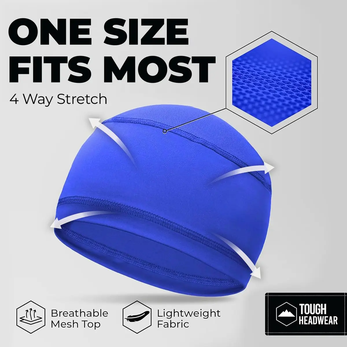 Tough Headwear Blue Cooling Cap Helmet Liner Skull Cap Running Beanie 55.9-61.6 cm (22-24.25 in) - view 5