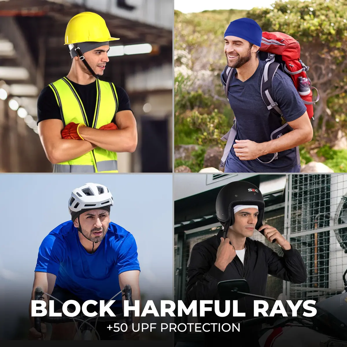 Tough Headwear Blue Cooling Cap Helmet Liner Skull Cap Running Beanie 55.9-61.6 cm (22-24.25 in) - view 6