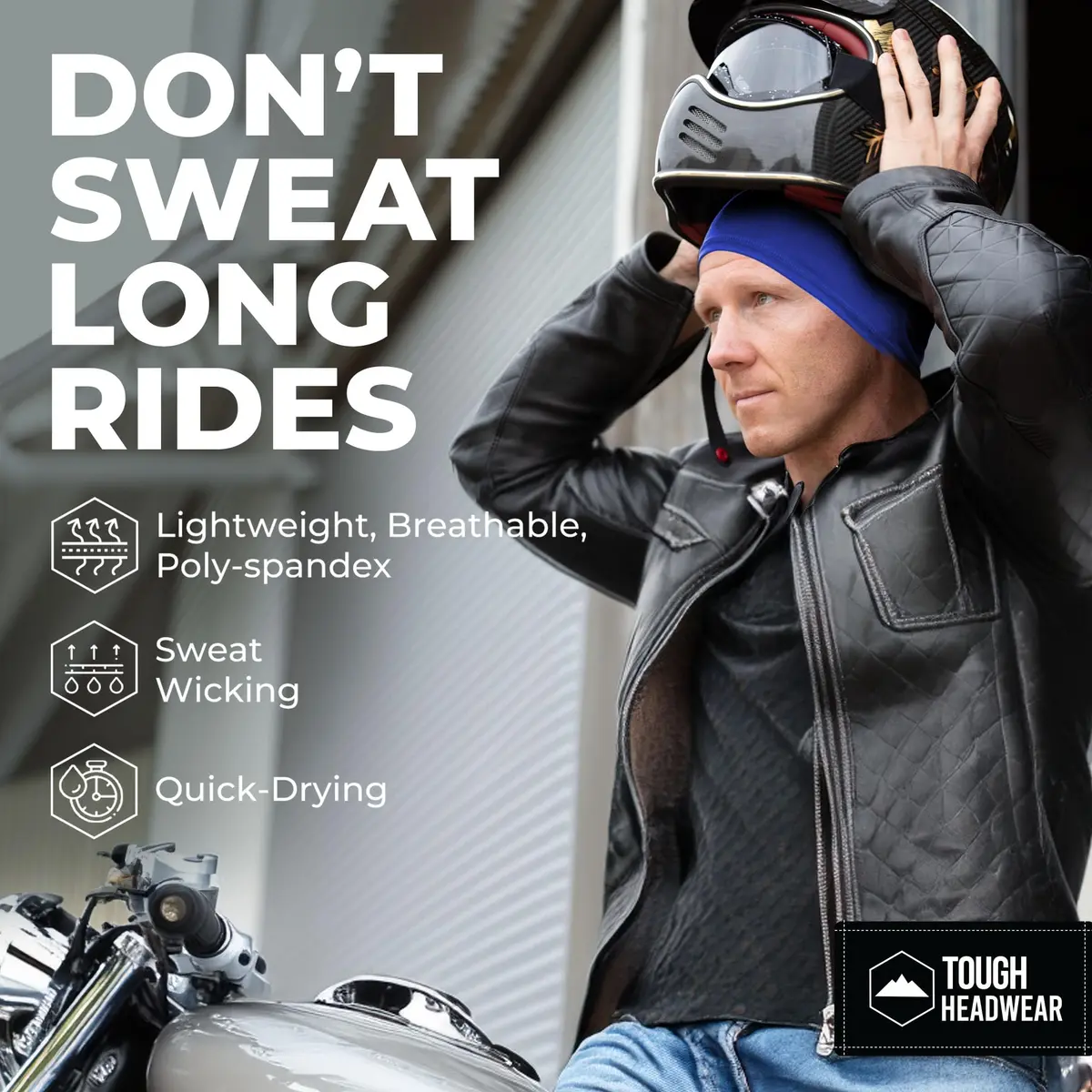 Tough Headwear Blue Cooling Cap Helmet Liner Skull Cap Running Beanie 55.9-61.6 cm (22-24.25 in) - view 2