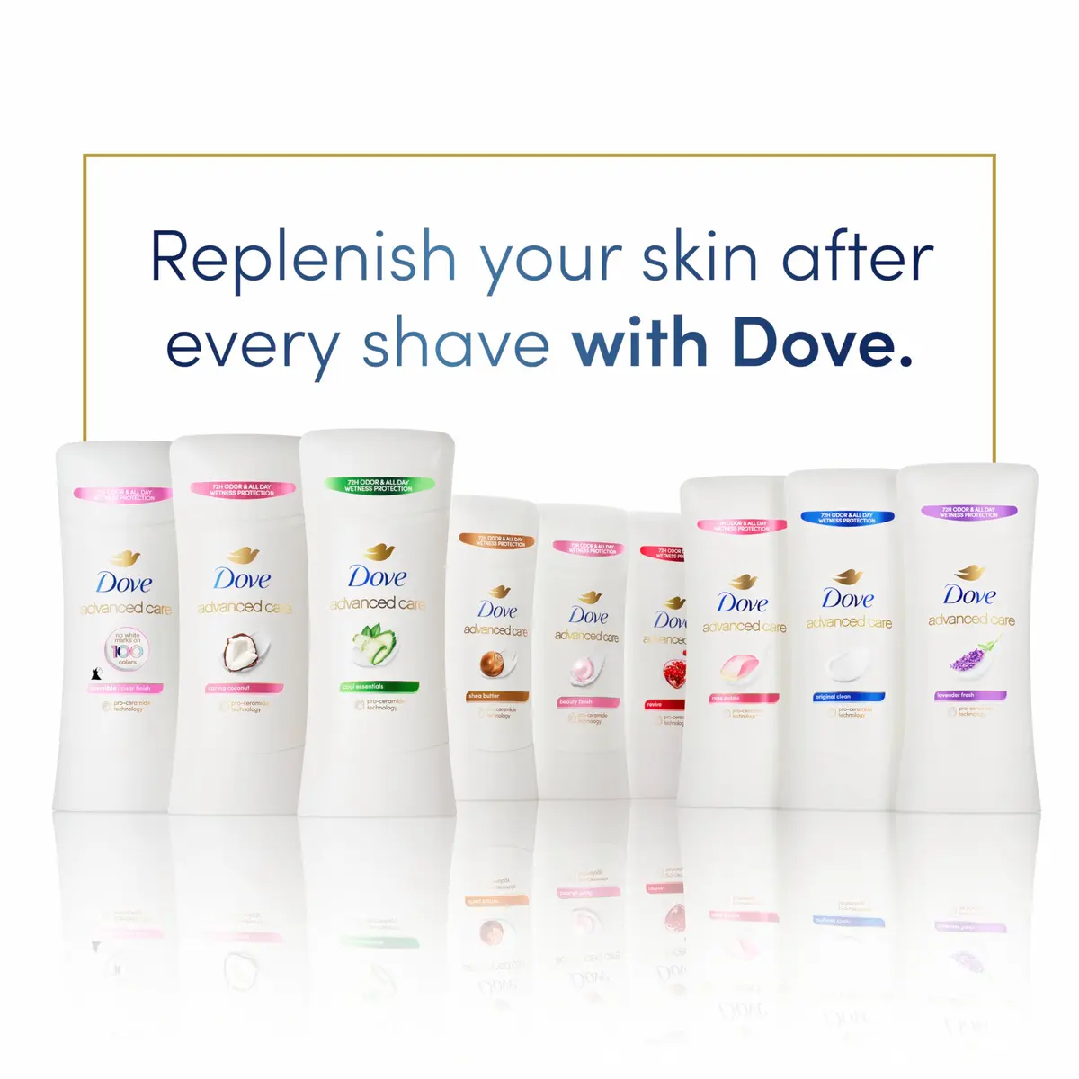 Dove Advanced Care Invisible Clear Finish Antiperspirant Deodorant Stick 10.4 oz (2.6 oz x 4) | 72-Hour Sweat & Odor Protection - view 8