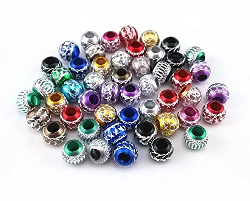 Honbay 50pcs 13mm Aluminum Carving Beads | Colorful Jewelry Spacer Beads for DIY Crafts - main product image
