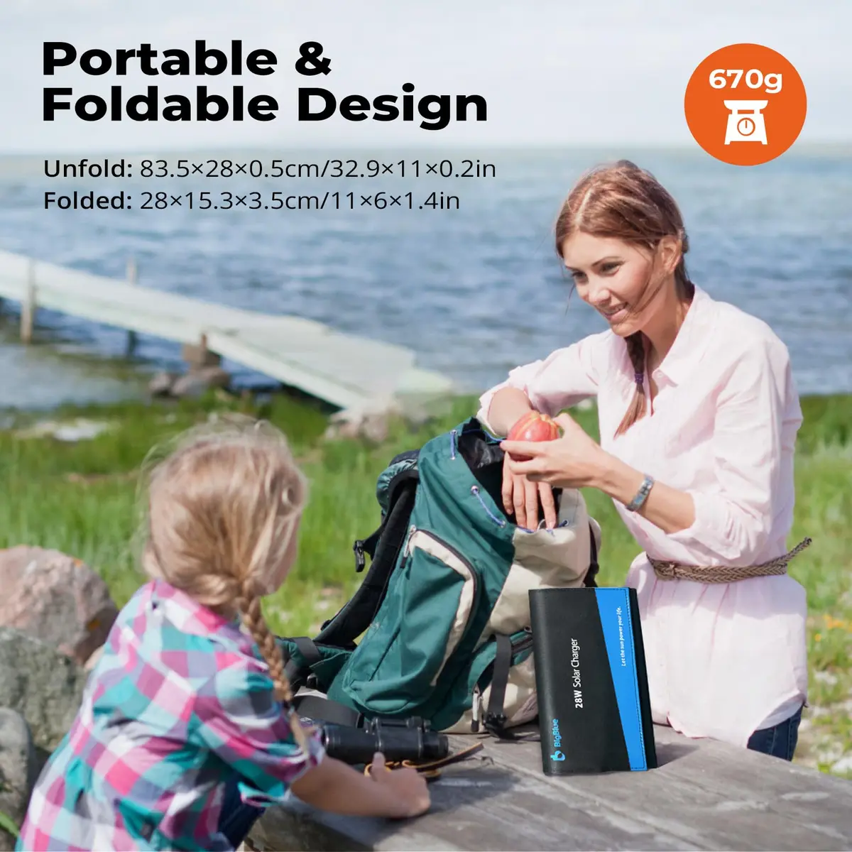 BigBlue 28W Solar Panel Charger 600g (1.3lb) | 25.4% High-Efficiency, USB-A/USB-C Ports, Digital Ammeter - view 7