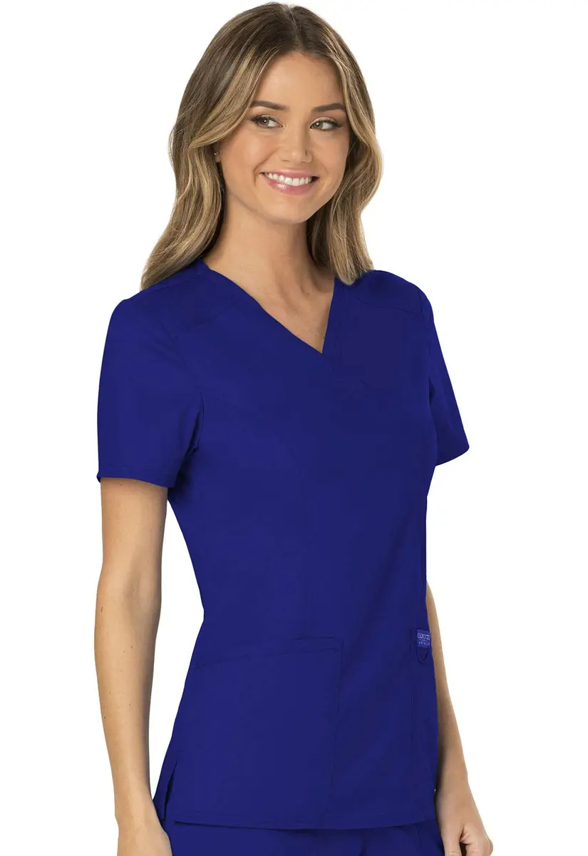 Cherokee Women Scrubs Top Workwear Revolution Mock Wrap WW610, L, Galaxy Blue | Durable, Stretchy, Professional Fit - view 8