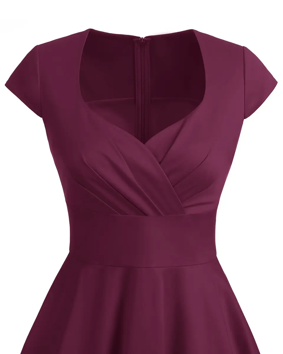 Bbonlinedress Plus Size Vintage 1950s Retro Cocktail Dress 2XL | Burgundy, Knee-Length, Zipper - view 4
