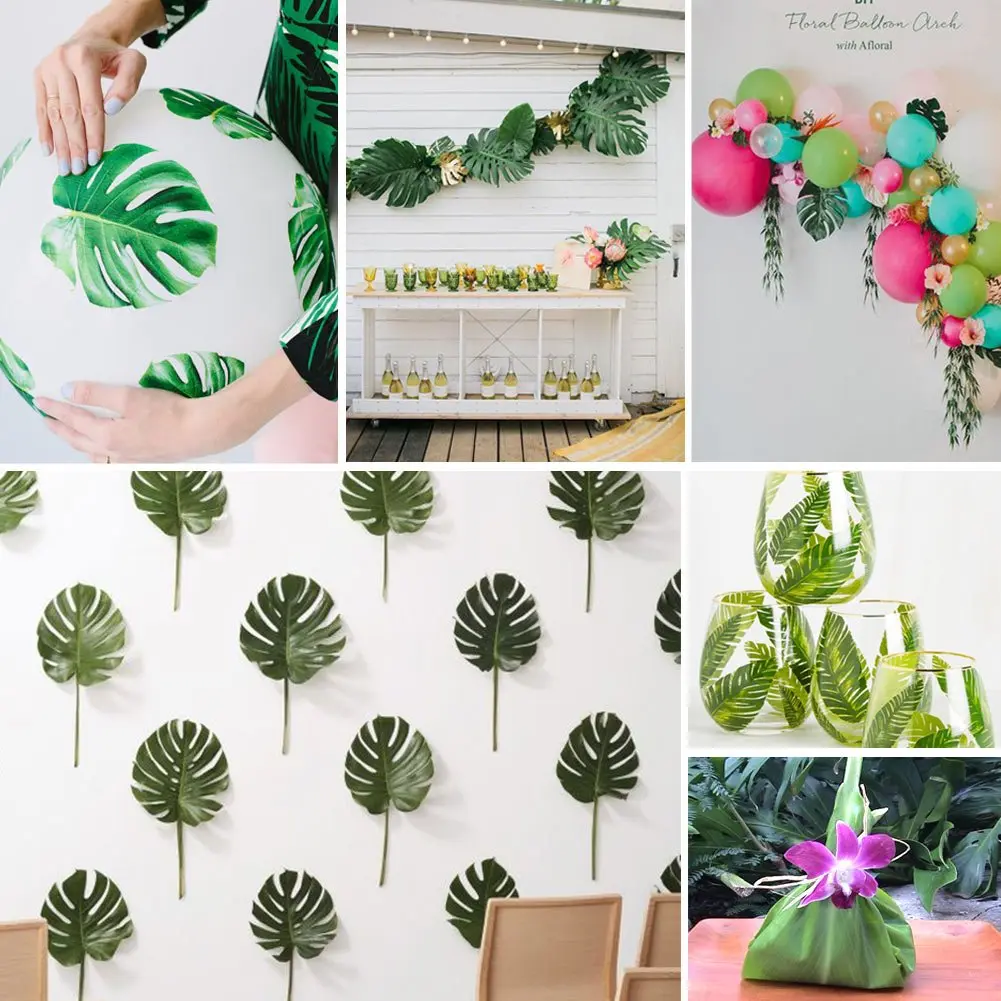 OurWarm 24pcs Large Artificial Tropical Palm Leaves | Faux Safari Leaves for Jungle & Party Decor - view 5