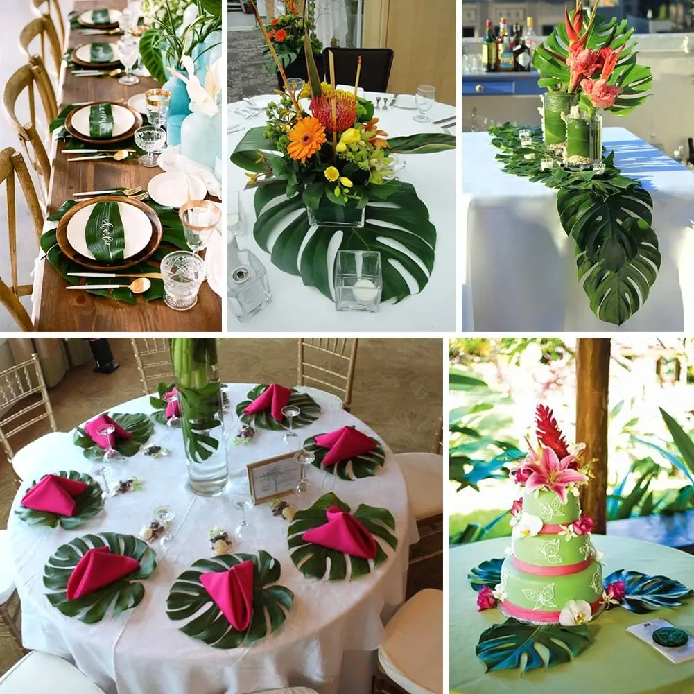 OurWarm 24pcs Large Artificial Tropical Palm Leaves | Faux Safari Leaves for Jungle & Party Decor - view 6