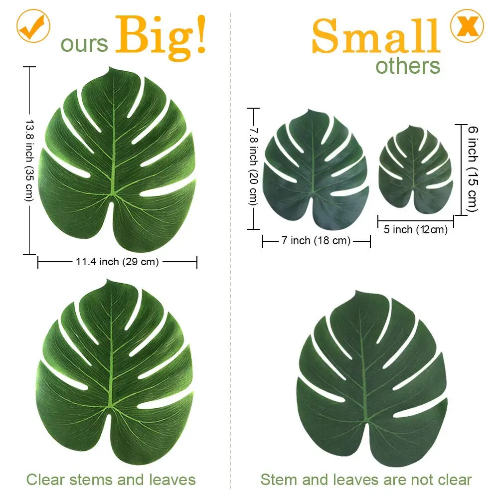 OurWarm 24pcs Large Artificial Tropical Palm Leaves | Faux Safari Leaves for Jungle & Party Decor - view 2