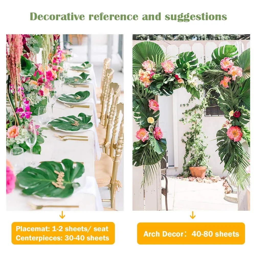 OurWarm 24pcs Large Artificial Tropical Palm Leaves | Faux Safari Leaves for Jungle & Party Decor - view 3