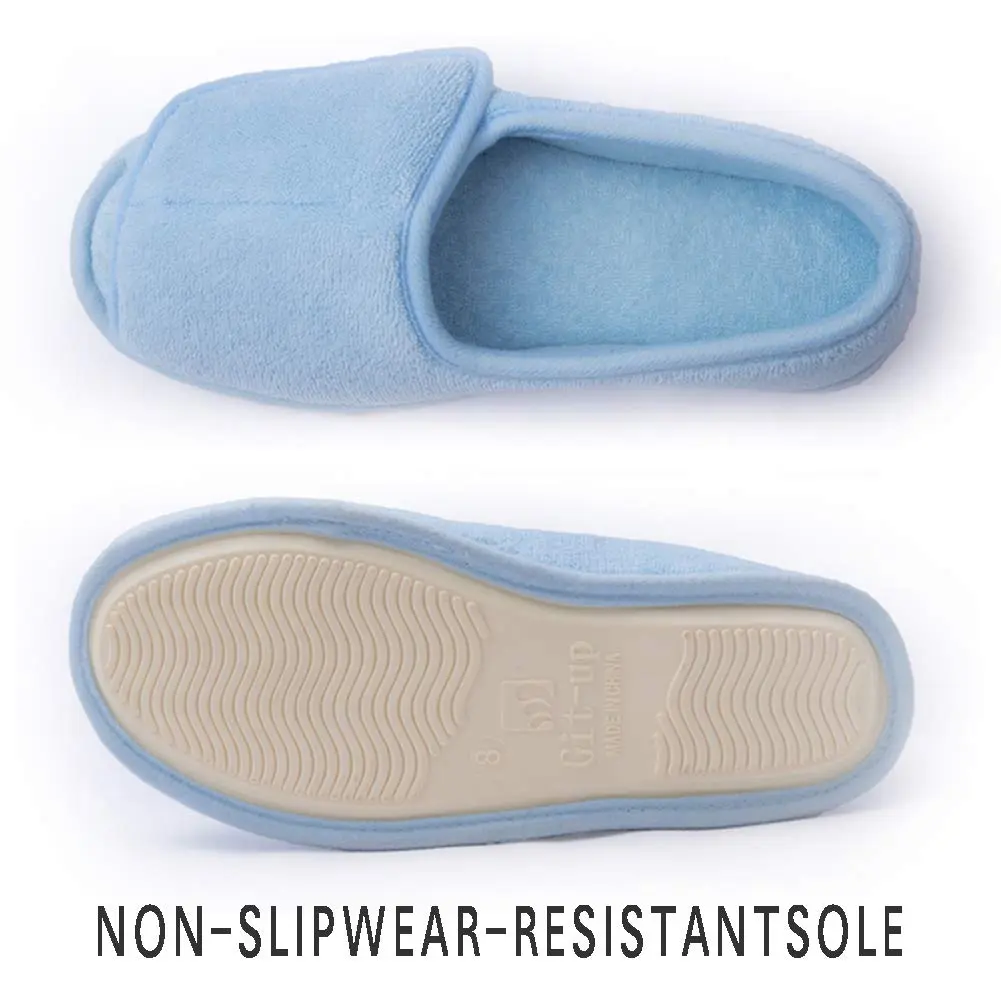 Git-up Women Diabetic Slippers 9# Blue | Adjustable Memory Foam House Shoes for Edema & Arthritis - view 5