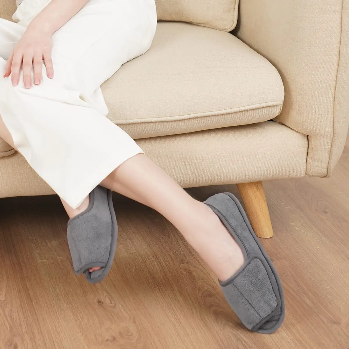 Git-up Women Diabetic Slippers 9# Blue | Adjustable Memory Foam House Shoes for Edema & Arthritis - view 6