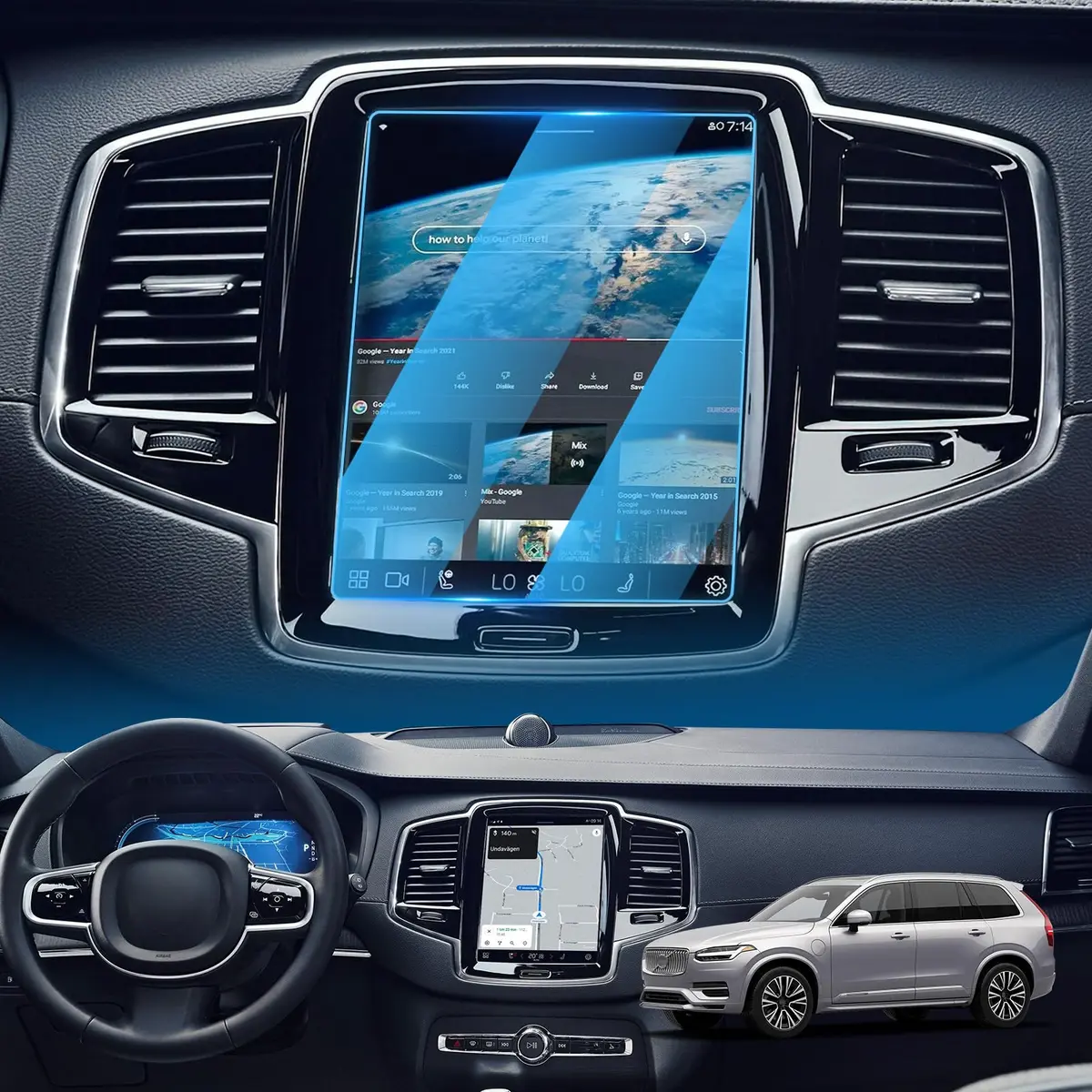 LFOTPP 8.7 Inch Tempered Glass Screen Protector for Volvo V90 XC90 S90 V60 XC40 XC60 | 9H Hardness, High Clarity, Anti-Scratch - main product image