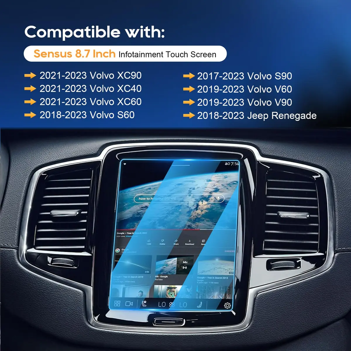 LFOTPP 8.7 Inch Tempered Glass Screen Protector for Volvo V90 XC90 S90 V60 XC40 XC60 | 9H Hardness, High Clarity, Anti-Scratch - view 6