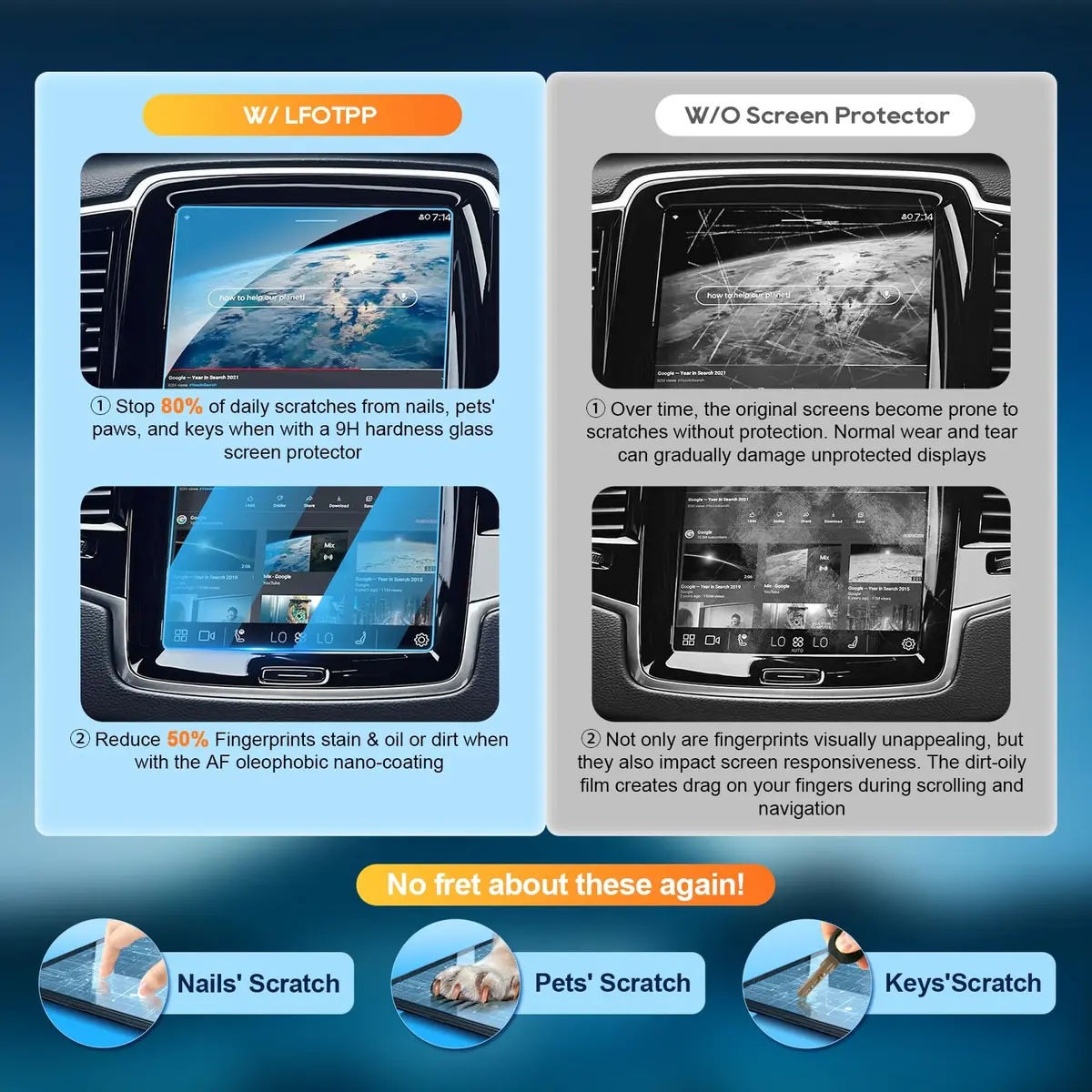 LFOTPP 8.7 Inch Tempered Glass Screen Protector for Volvo V90 XC90 S90 V60 XC40 XC60 | 9H Hardness, High Clarity, Anti-Scratch - view 2
