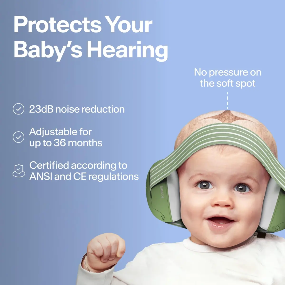 Alpine Muffy Baby Ear Protection Earmuffs for Babies & Toddlers up to 4 Years | Noise Reduction 23 dB SNR - view 2
