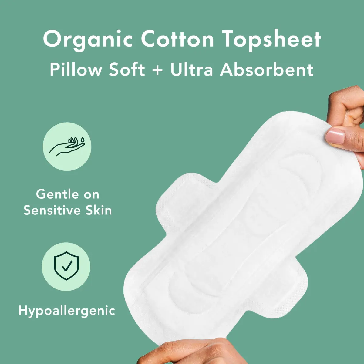 Rael Organic Cotton Cover Sanitary Pads, Moderate Absorbency, Regular, 28 Count | Hypoallergenic & Chlorine-Free - view 4