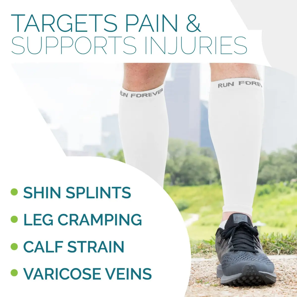 Run Forever Calf Compression Sleeve XL White | 20-30mmHg Graduated Support for Shin Splints & Varicose Veins - view 6