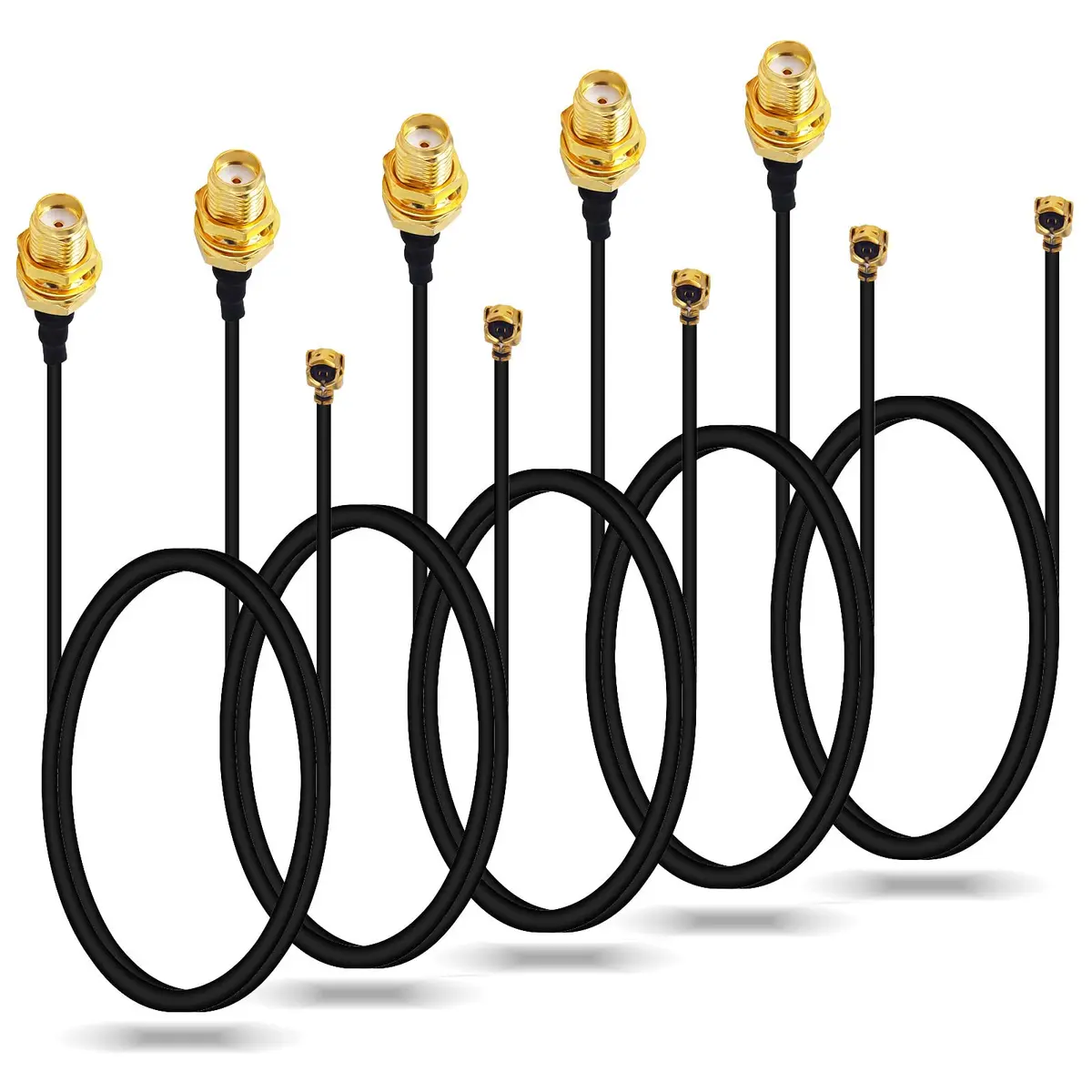 onelinkmore U.FL to SMA Female Pigtail Cable 15cm | RF Coaxial, 50Ω, 6000MHz, 5-Pack - main product image