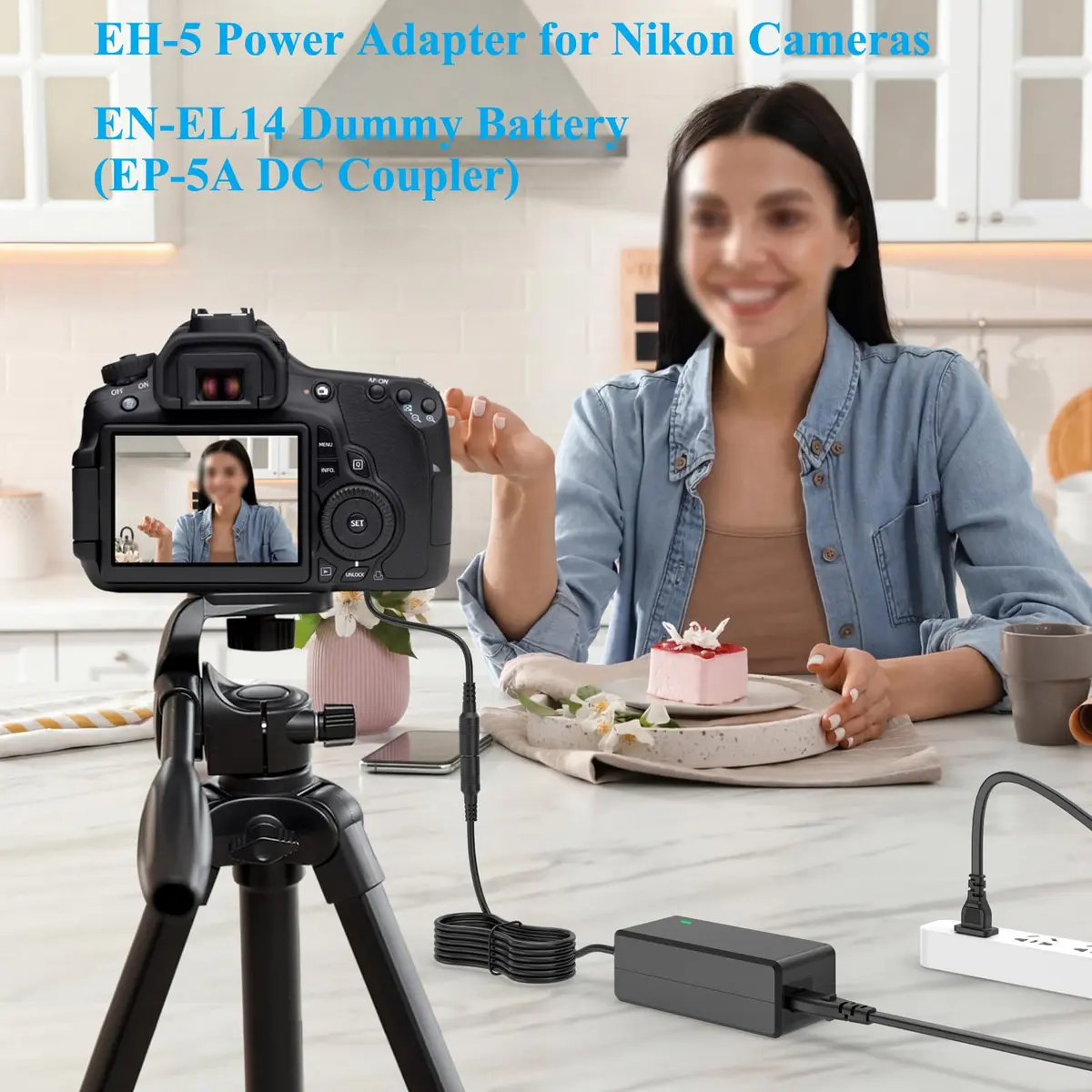 TKDY EN-EL14 Dummy Battery EH-5 Power Adapter EP-5A DC Coupler for Nikon D5600 D5500 D5300 D5200 D5100 D3100 D3200 D3300 D3400 Df P7000 P7100 P7700 P7800 Cameras | Continuous Power for Studio Photography - view 5