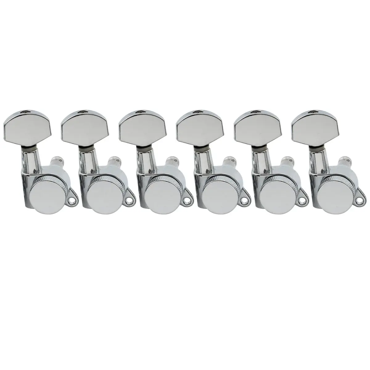 Musiclily Pro 6 Inline Locking Tuning Pegs Machines Heads Set for Fender Stratocaster Telecaster Electric Guitar, Chrome (6-Pack) - main product image
