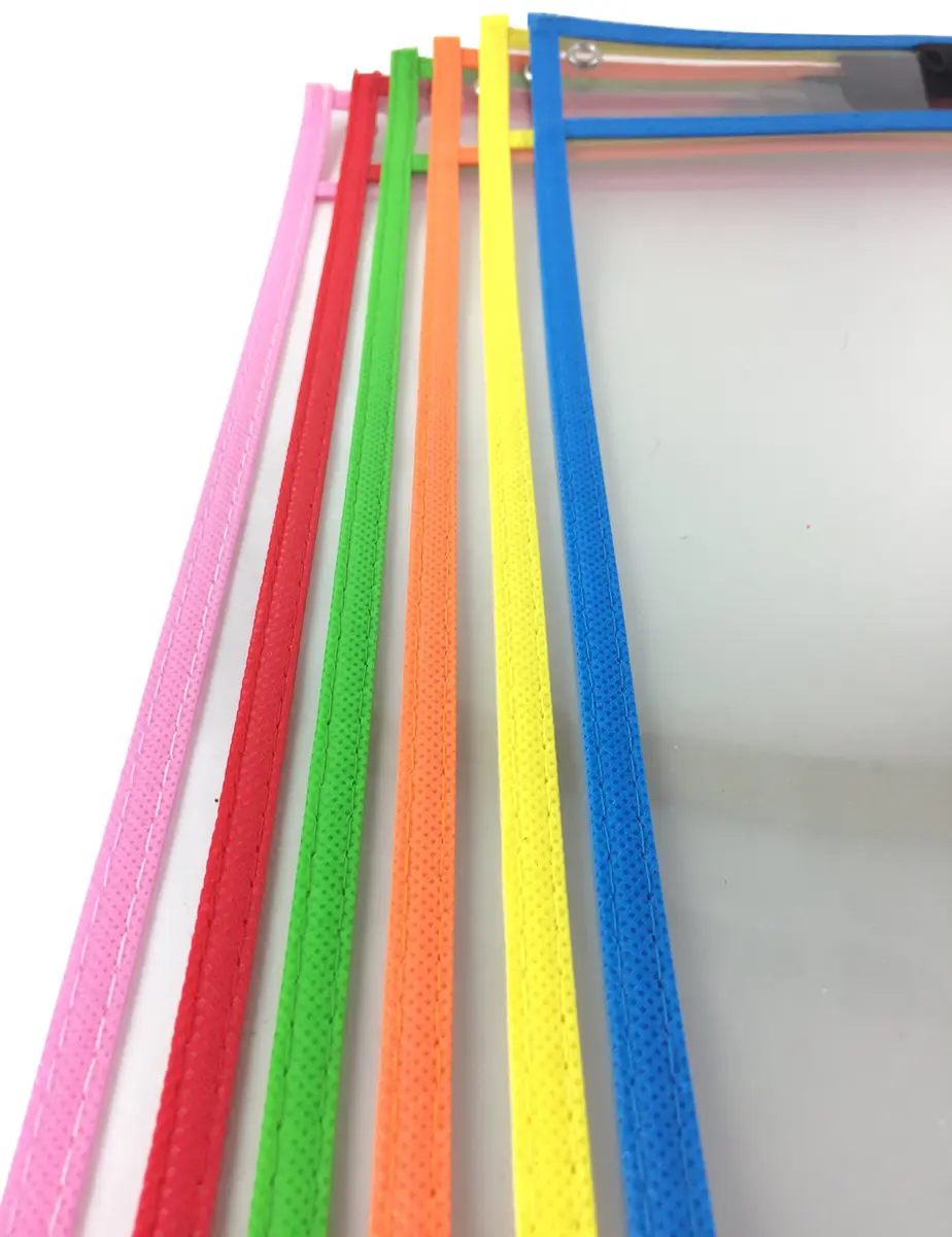 Clipco Assorted Colors Dry Erase Pocket Sleeves 6-Pack | Reusable Worksheet Protectors for Teachers & Students - view 3