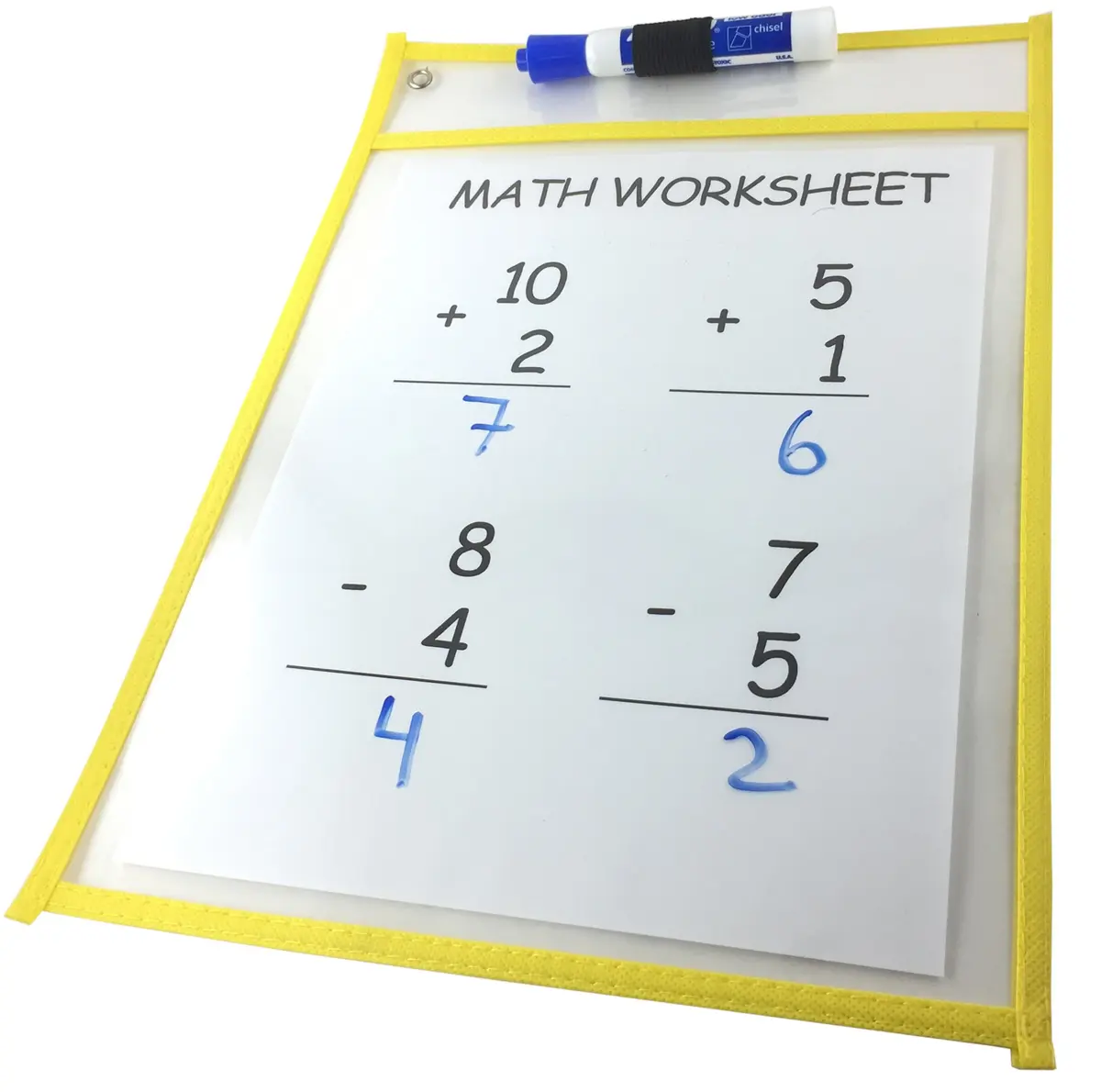 Clipco Assorted Colors Dry Erase Pocket Sleeves 6-Pack | Reusable Worksheet Protectors for Teachers & Students - view 4