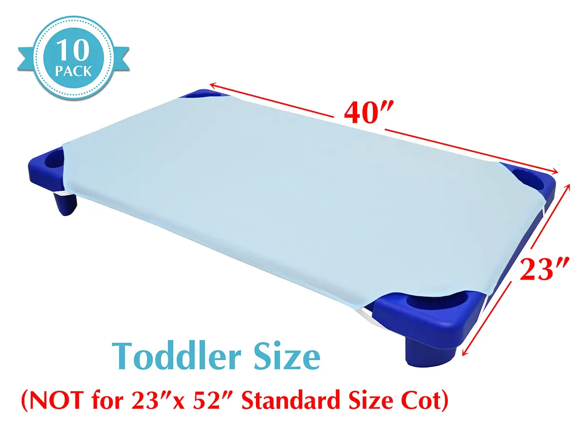 American Baby Company 10 Piece Cotton Percale Toddler Cot Sheets 23" x 40" | Soft & Breathable Cot Sheets for Daycare, Preschool, Blue - view 2