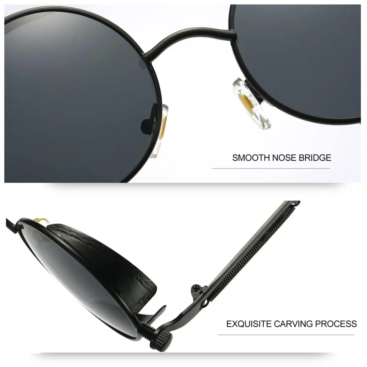 Joopin Matte Black Black Small Round Metal Frame Sunglasses with Polarized UV400 Protection (46mm) - view 4