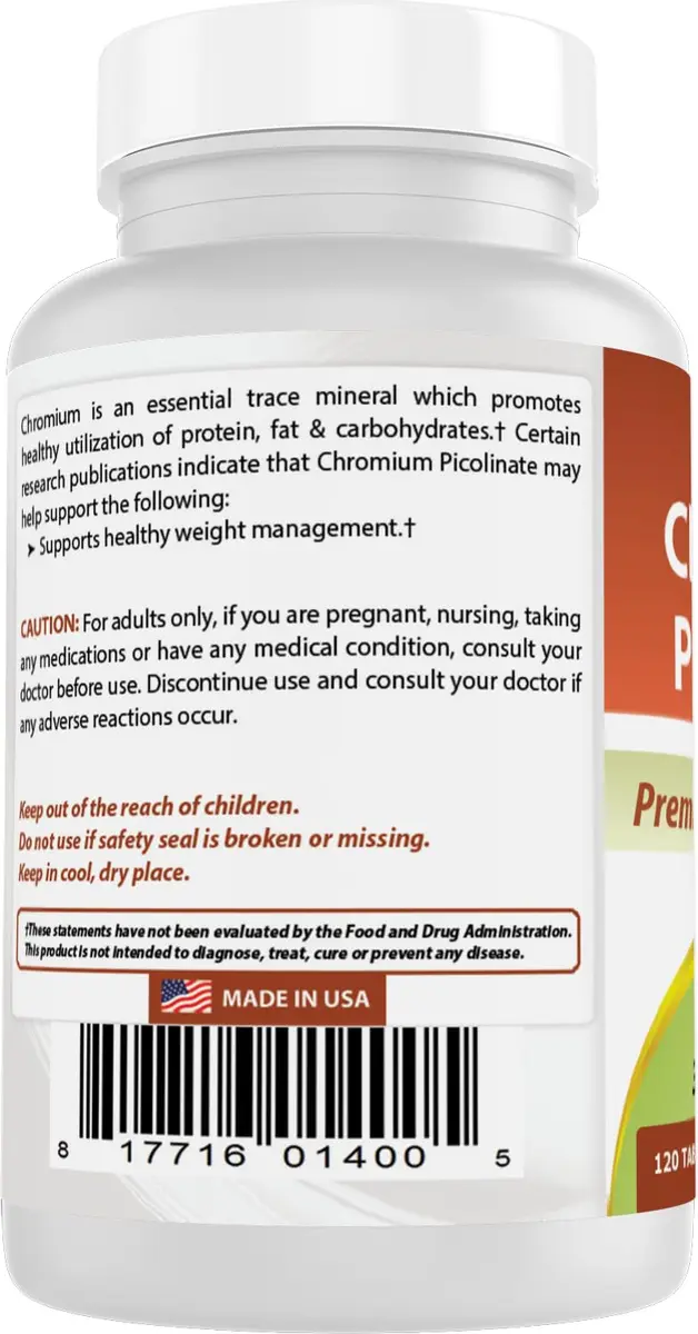 Best Naturals Chromium Picolinate 1000 mcg | 2 Pack of 120 Tablets for Metabolism Support in India - view 7