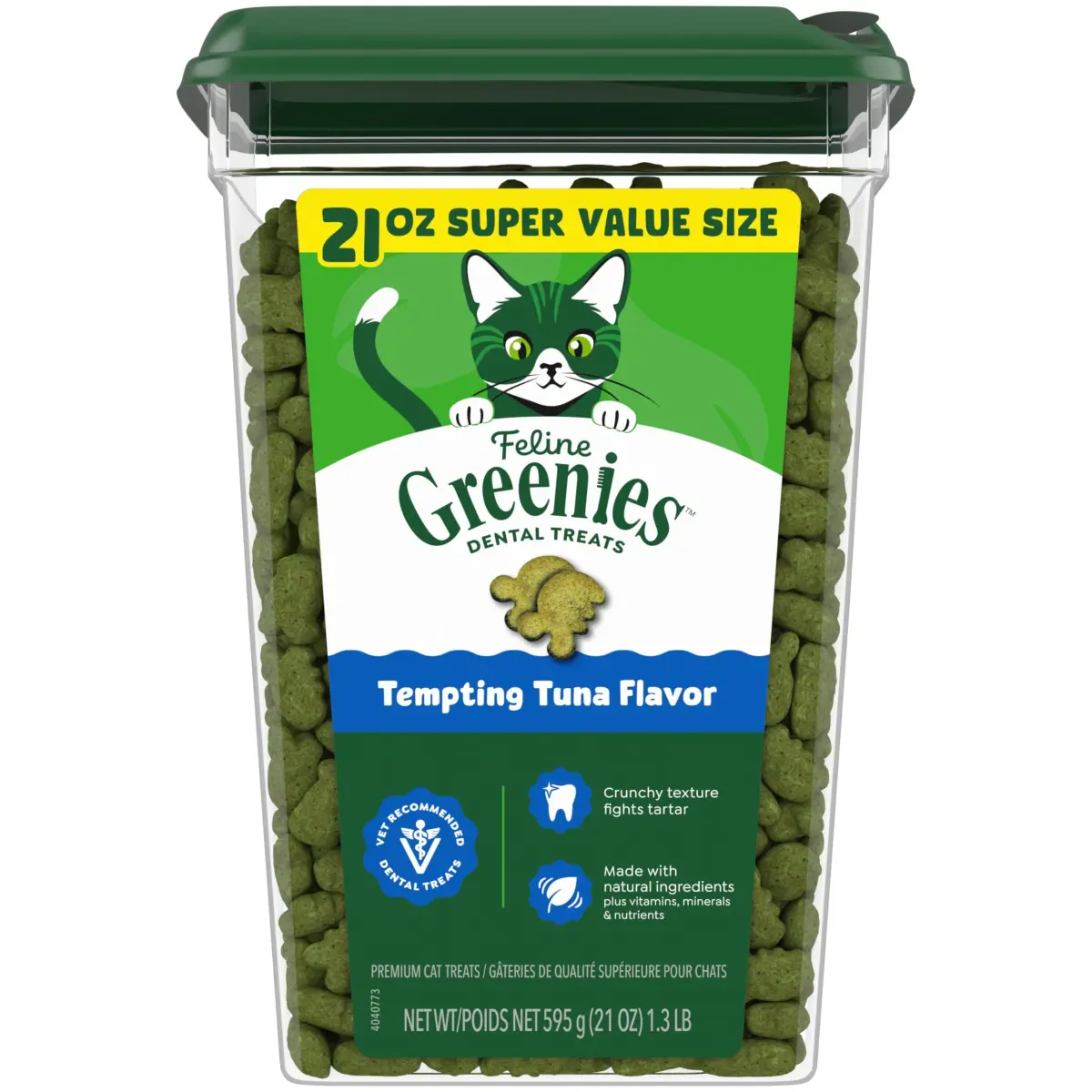 Greenies Feline Natural Dental Cat Treats Tempting Tuna Flavor 21 oz (595 g) | Vet-Recommended Oral Care - main product image