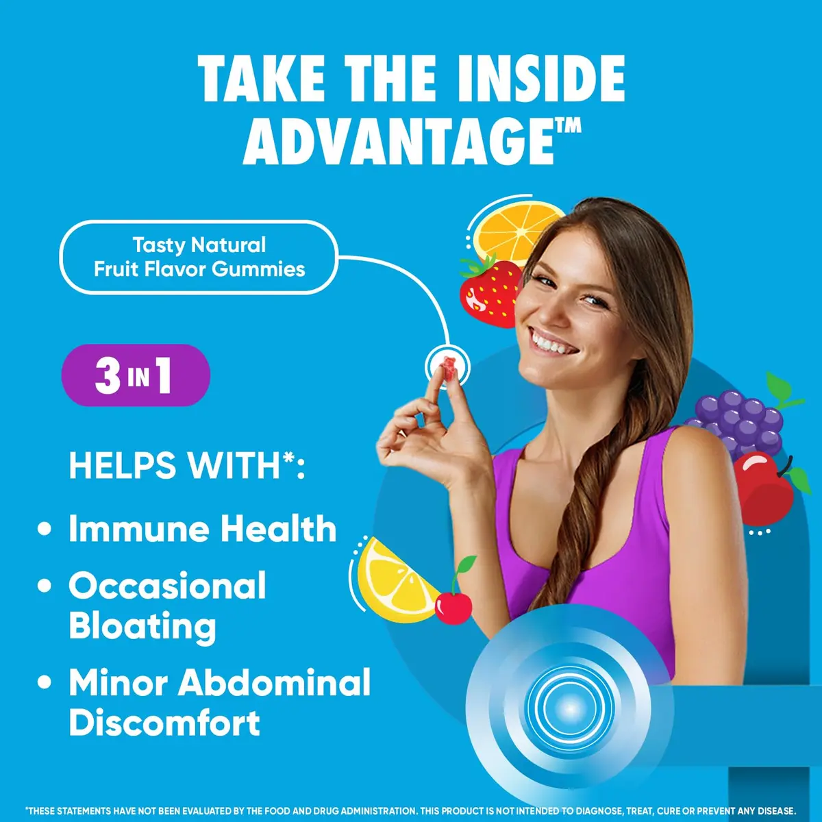 Digestive Advantage Probiotic Gummies 80 Count (2 Pack) for Digestive & Immune Support | Delicious Fruit Flavors - view 3