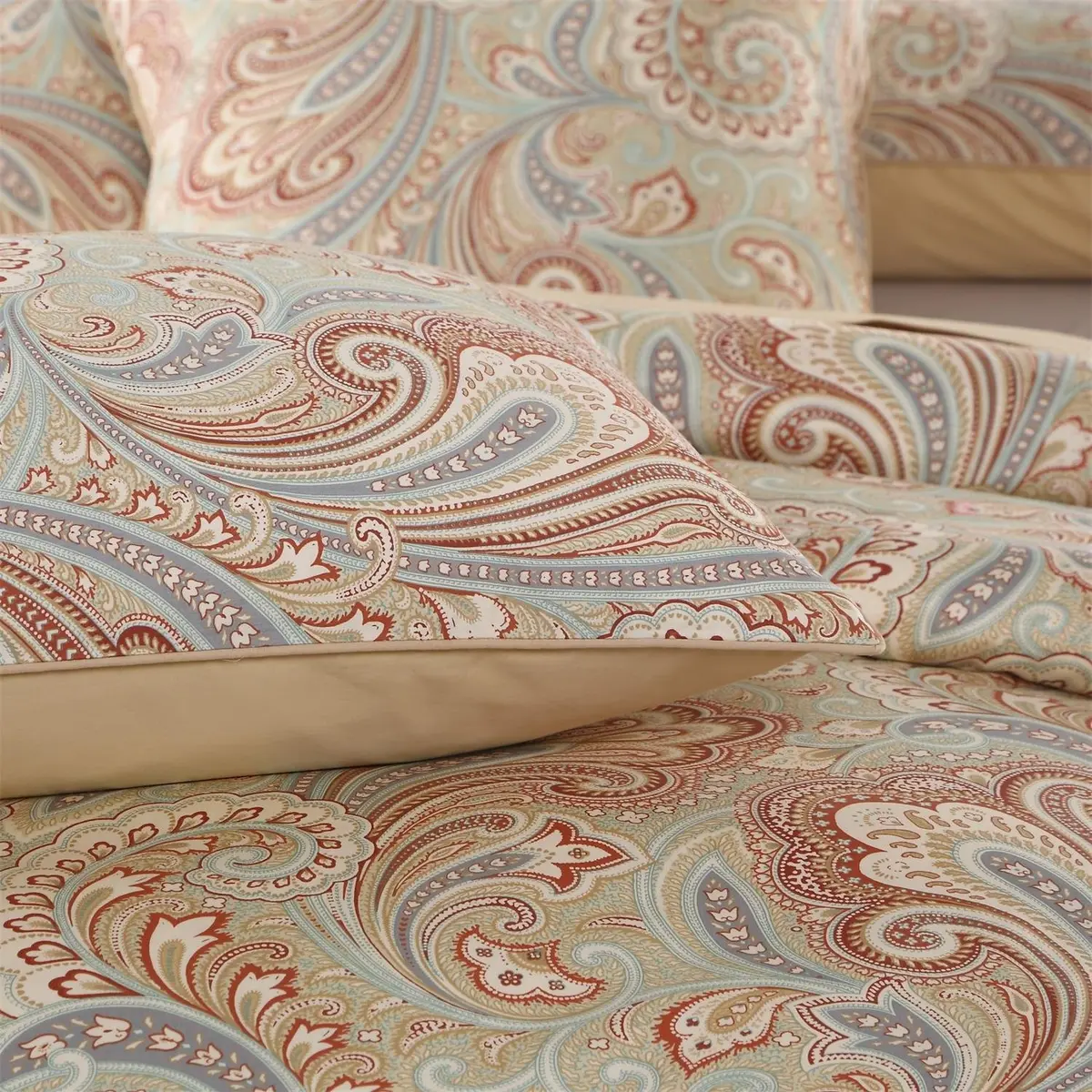 Brandream Duvet Quilt Cover Queen Size Gold Chic Paisley Regal Themed Lightweight Hypoallergenic Egyptian Cotton 800-Thread-Count Bedding Sets - view 3
