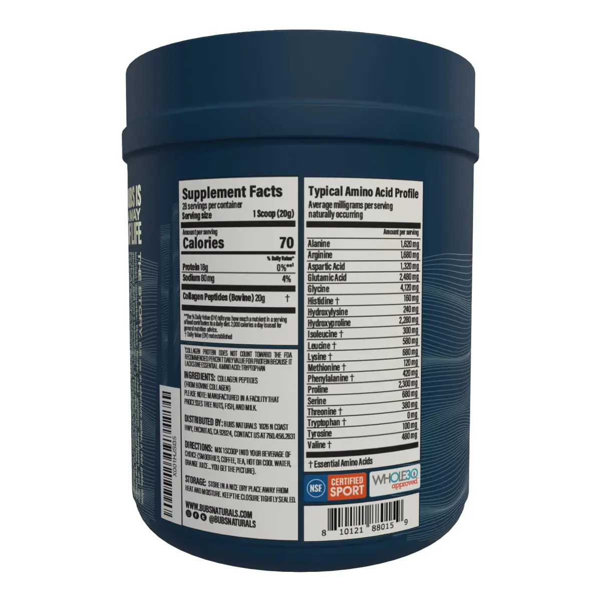 BUBS Naturals Collagen Peptides Powder, Unflavored 1.25 lb | Supports Hair, Skin & Joints - view 5