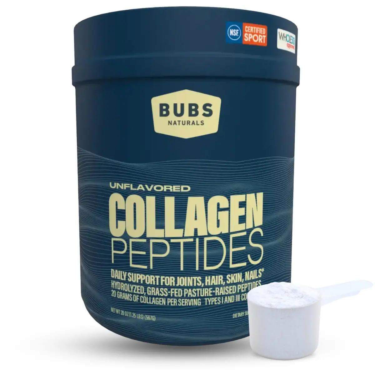 BUBS Naturals Collagen Peptides Powder, Unflavored 1.25 lb | Supports Hair, Skin & Joints - main product image