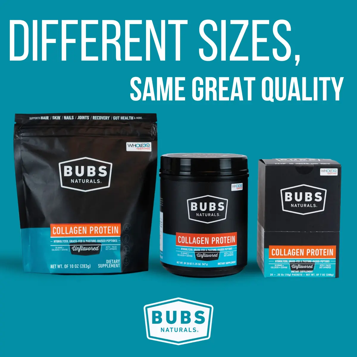 BUBS Naturals Collagen Peptides Powder, Unflavored 1.25 lb | Supports Hair, Skin & Joints - view 9