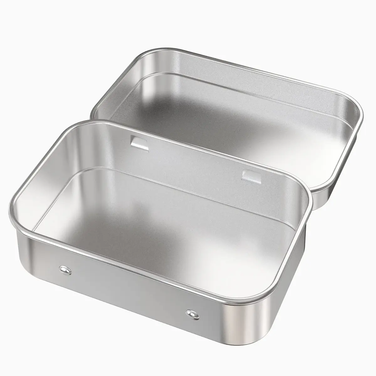 Hulless Small Hinged Tin Box Metal Storage Containers, Silver 6Pcs | Durable, Lightweight & Snug Closure for Household Items - view 3