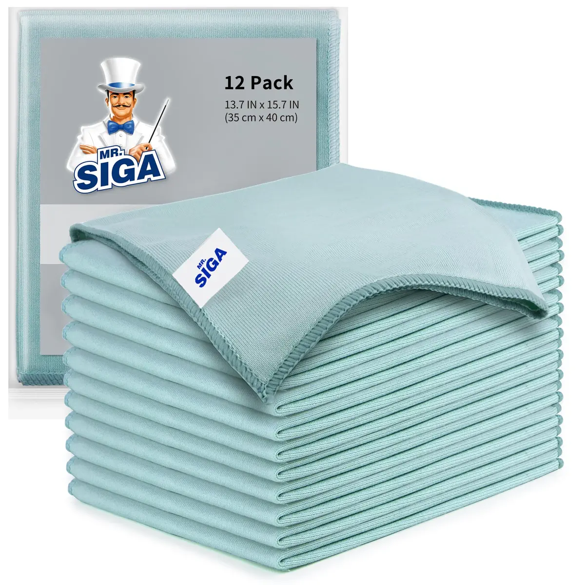 MR.SIGA Ultra Fine Microfiber Cloths for Glass, Pack of 12, 35 x 40cm | Scratch-Free, Lint-Free, Machine Washable - main product image