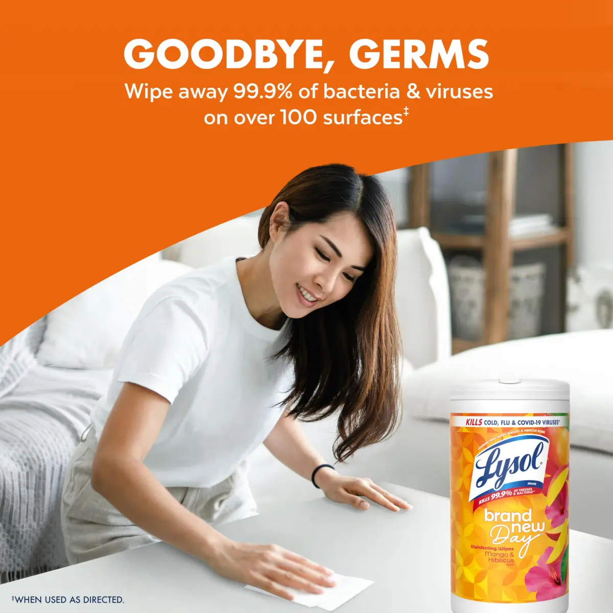 Lysol Disinfecting Wipes Multi-Surface Cleaner Mango 80 ct | Kills 99.9% of Viruses & Bacteria - view 5