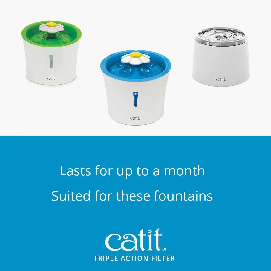 Catit Triple Action Replacement Water Fountain Filters 2 Pack | Odor & Debris Removal, Softens Hard Water, Fits Catit Senses 2.0 - view 5