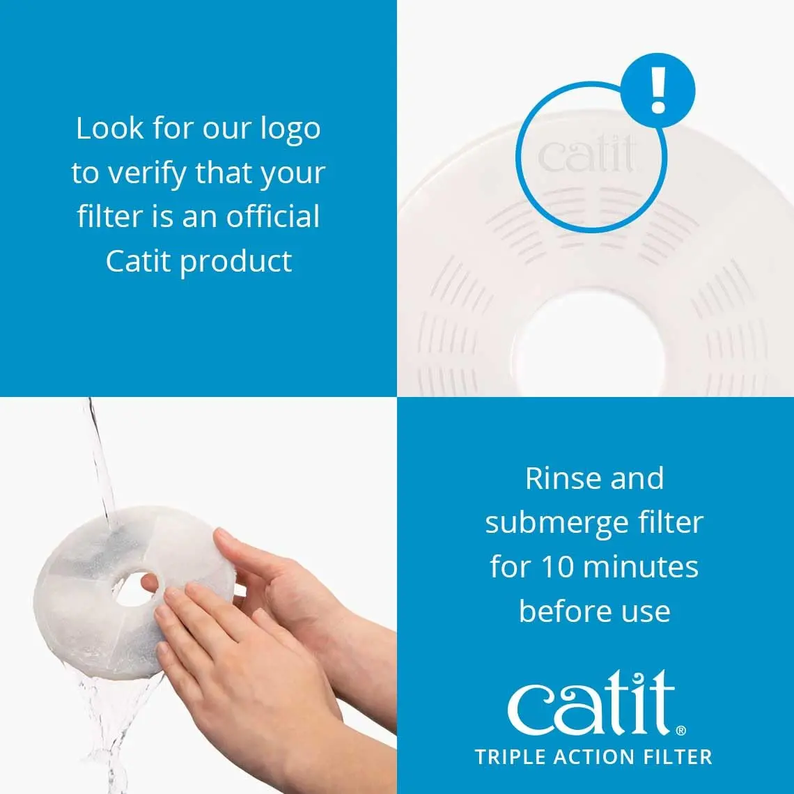 Catit Triple Action Replacement Water Fountain Filters 2 Pack | Odor & Debris Removal, Softens Hard Water, Fits Catit Senses 2.0 - view 4