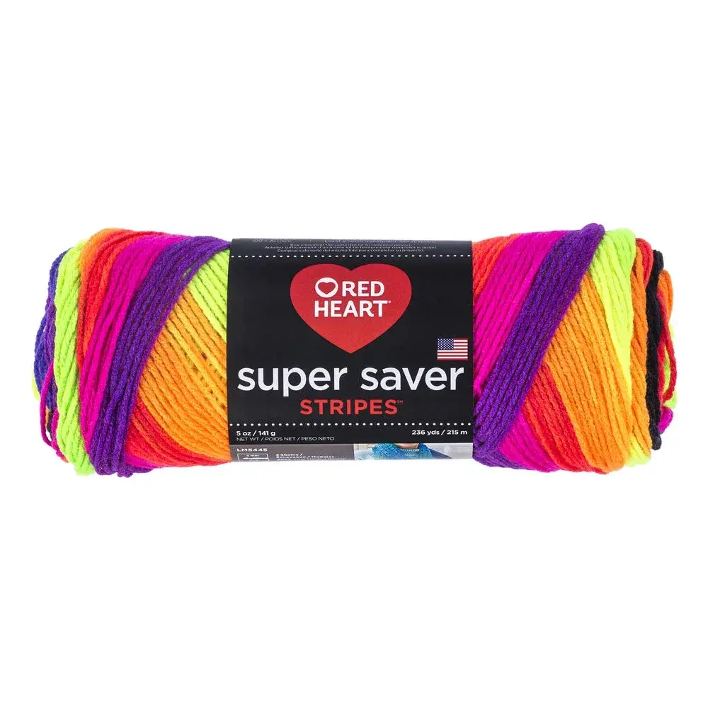 Red Heart Super Saver Yarn Bright Stripe Medium Weight 5oz (141g) | Self-Striping Acrylic for Crochet & Knitting - main product image