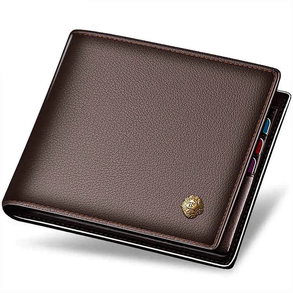LAORENTOU Men's Genuine Leather Bifold Wallet with Zipper Coin Pocket & ID Window | Brown, 11cm x 9.5cm x 1cm (4.33" x 3.74" x 0.39") - main product image